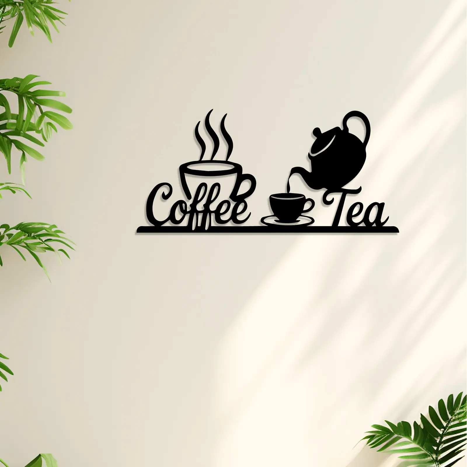 Vintage Coffee & Tea Wall Decor Sign, Calligraphy Font, Perfect for Coffee Lovers' Kitchen, Cafe, Housewarming Gift, Christmas, Farmhouse Style