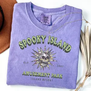Vintage Spooky Island T-Shirt, 90s Retro Halloween Shirt, Disco Skull Graphic Tee, Comfort Colors Halloween Movie Tee, Funny Halloween Gift