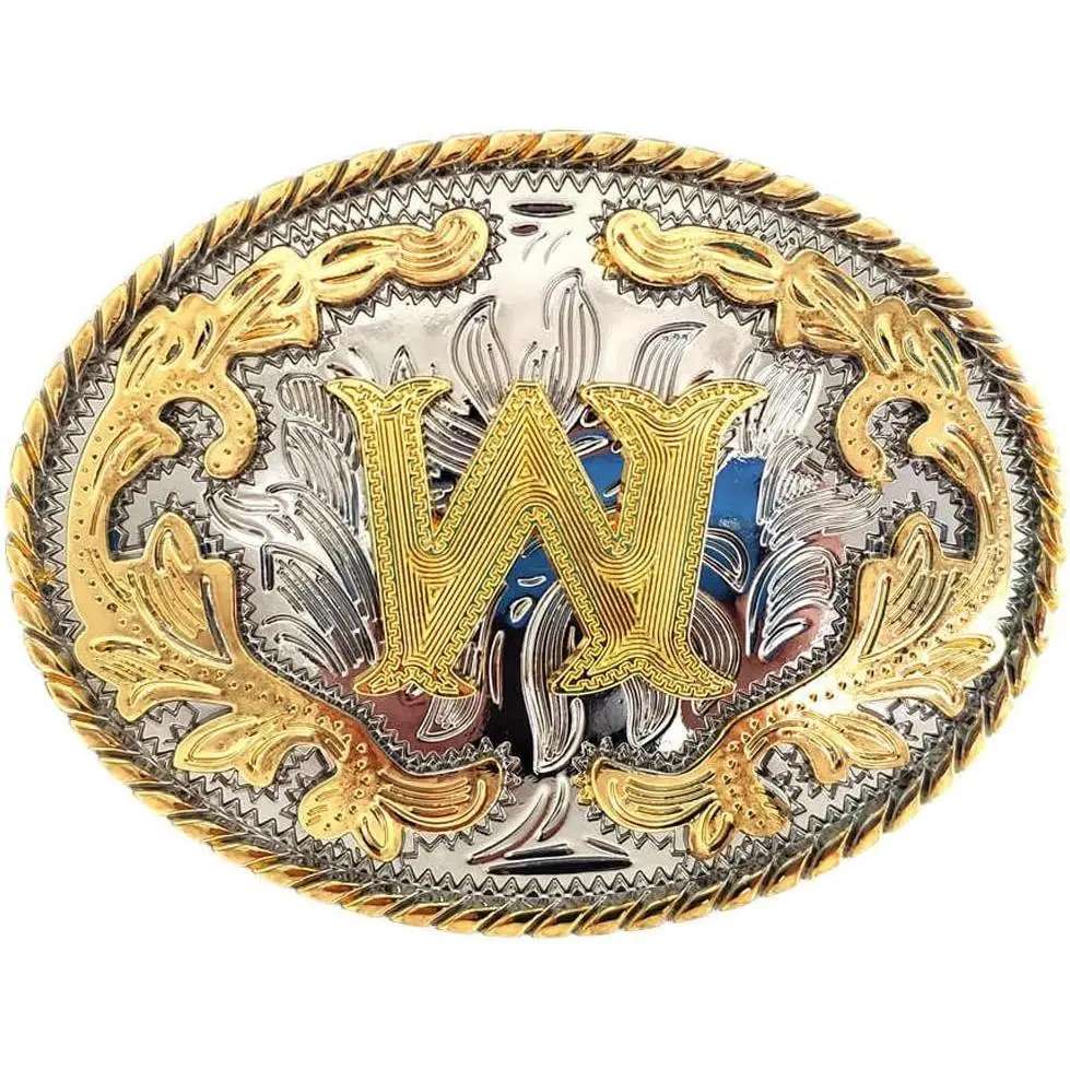 Western Belt Buckle Initial Letters ABCDMRJ to Z Cowboy Belt Buckle, Rodeo Buckles for Men & Women