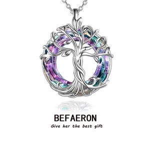Exquisite Life Tree Pendant Necklace for Women| Chain 18'' 925 Sterling Silver Pendant with Created Austrian Crystal|   Hypoallergenic Jewelry Gift for Girlfriend,Mom, Wedding, Birthday, Anniversary Mother's Day|   Eco-Friendly Luxury Jewelry-Valentine