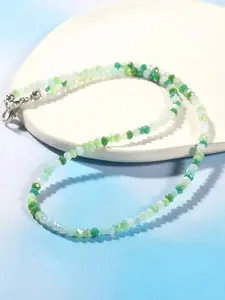 Boho Gradient Beaded Necklace, Fresh Healing Style, Natural Stone Texture, Lightening Soft Daily Jewelry, Student/commute Accessory