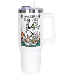 Plant Lover Gifts 40oz Tumbler with Handle Straw Lid,Plants Lady Vacuum Insulated Leak Proof Tumbler Gardening Gifts for Gardener Women,The Gardener Accessories Stainless Steel Travel Coffee Cup