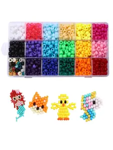 Mosaic Bead Set, Opaque Rainbow-colored Plastic Beads with Storage Box, Bead Loose Bead Set for DIY Jewelry Making, Bracelet Making, Necklace, Key Chain and Jewelry Making