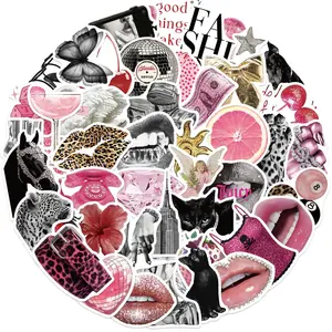 50 Retro Punk Style Y2K Stickers, Decorate Phone Toys Notebook Planner Poster Luggage DIY Wall Stickers, Non-Stick Decals