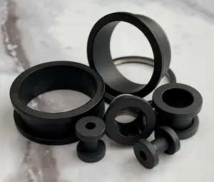PAIR of Unique Black Matte Ion Plated Screw Fit Tunnels/Plugs - Gauges 8g (3mm) through 15/16" (24mm)