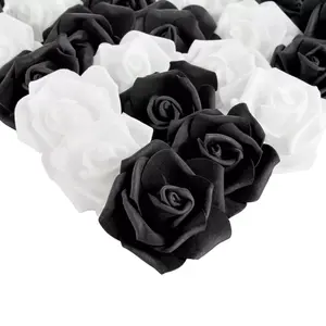 Bright Creations 100 Pack Black and White Artificial Flowers, Bulk Stemless Fake Foam Roses for Decorations, DIY Crafts, Bouquets (3 In)