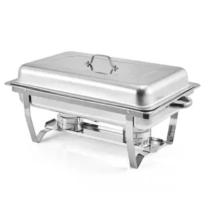 8QT Stainless Steel Chafing Dish Buffet Set – Rectangular Buffet Server and Food Warmer with Lid, Pans & Fuel Holders – For Parties, Weddings, Catering Events