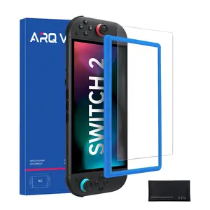 Switch2 HD Protective Tempered Glass Film, Includes 1 Piece HD Tempered Glass, 1 Screen Protector Tool, 1 Pack Screen Cleaning Kit