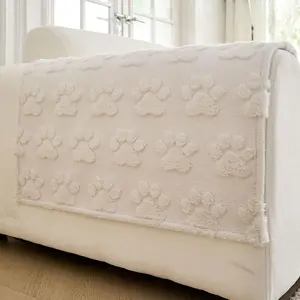 Waterproof Couch Cover for Dogs Washable,Fuzzy Pet Couch Covers for Sofa,Thick Soft Dog Mat Non-Slip Couch Covers for 3 Cushion Couch Sofa Pet Friendly (White, 23 * 23(2pcs))