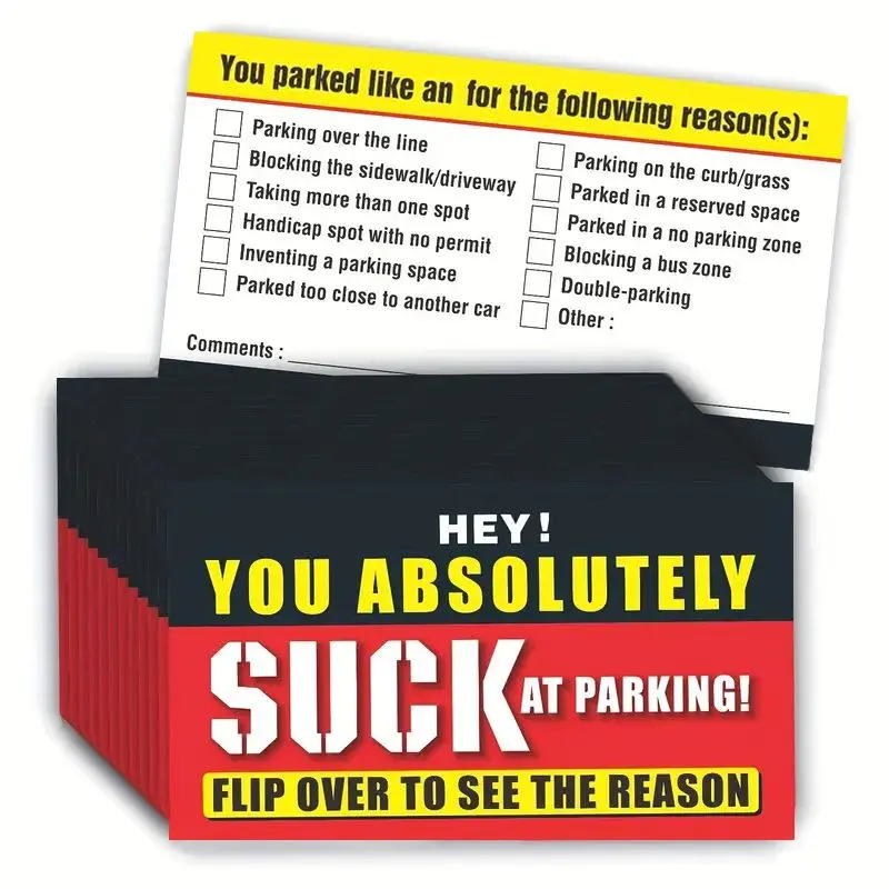 Parking Violation Warning Card, 50pcs/pack Creative Funny Parking Violation Warning Vertical Cards, Office Stationery & Supplies