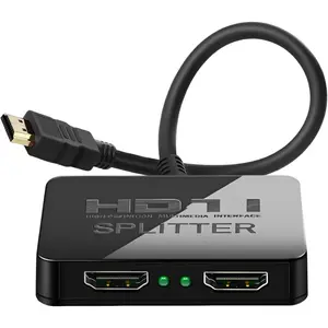 HDMI Splitter 1 in 2 Out 4K with Audio Synchronization, HDMI Hub HDMI Splitter for Dual Monitors Mirror Display Laptop for MacBook PC Desktop, Dual HDMI Adapter for 2 Monitor Displays Multi-Screen