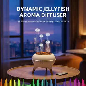 Dynamic Jellyfish Aroma Diffuser 250ML Ultrasonic Essential Oil Diffuser with Sound Pickup Remote Control & 7-Color Lights for Relaxing Atmosphere
