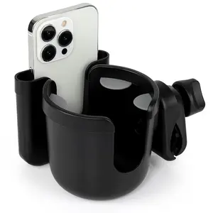 2 in 1 Walker Cup Holder with Phone Holder, Wheelchair Cup Holder, Walker Cup Holder, Walker, Wheelchair, Walker, Mobility Scooter Cup and Phone Holder, Black