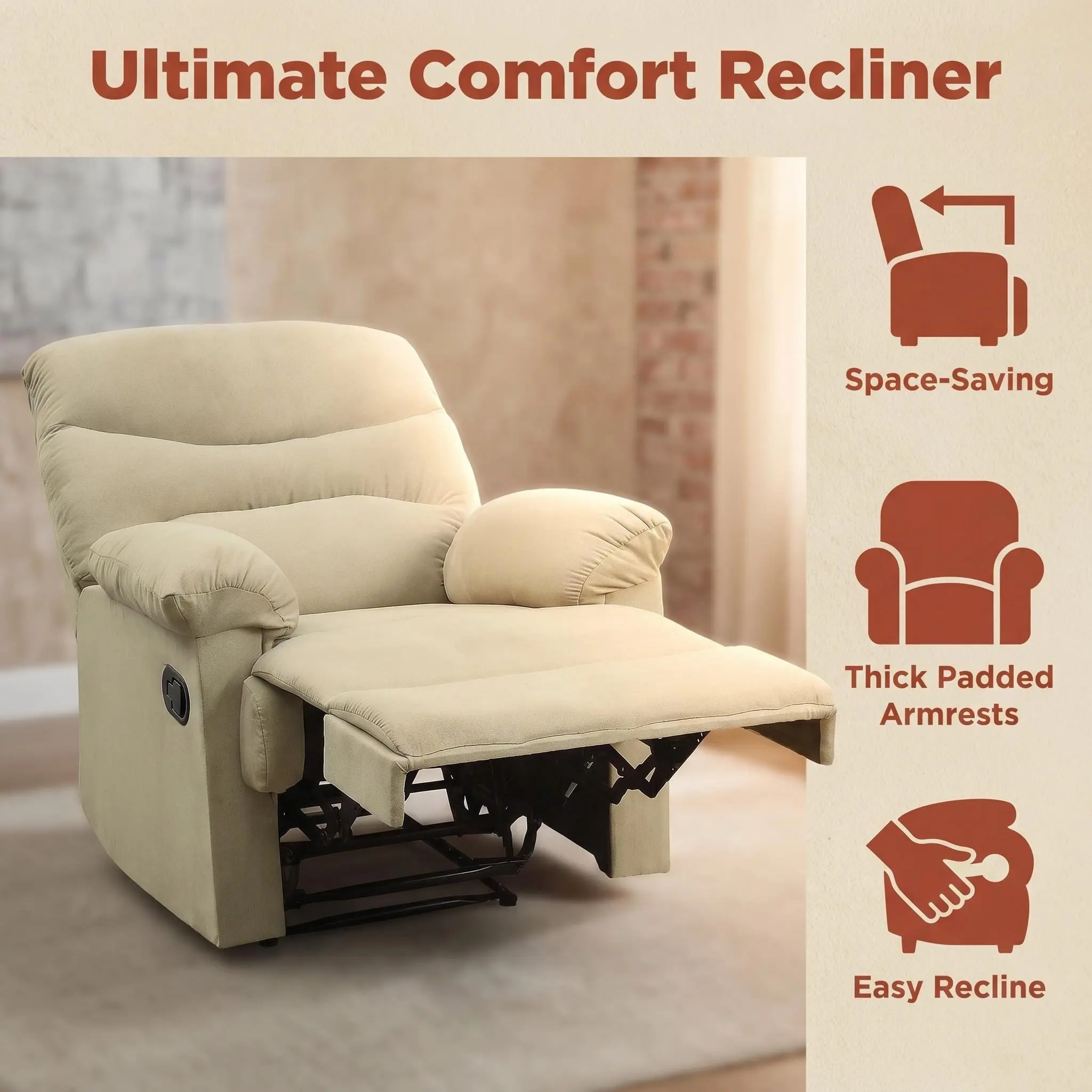 Microfiber Motion Recliner - Comfortable & Stylish Reclining Chair for Living Room