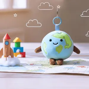 Cute Earth Plush Bag Charm Keychain, Soft Symbol Pendant for Backpacks, Wallets, Eco-Friendly Gifts, All Seasons Casual Accessory