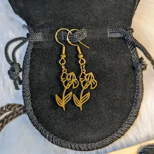 Elegant February Iris Birthflower Earrings.