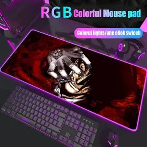 Anime Hellsing Alucard Mouse Pad Glowing RGB Mouse Pad Design XXL Large Gaming 1000×500mm 900×400mm 800×400mm 600x300mm Mouse Pad - Extended, Thick, Non-Slip Rubber Base Desk Mat with Precision Stitched Edges - Washable Large Desk Pad