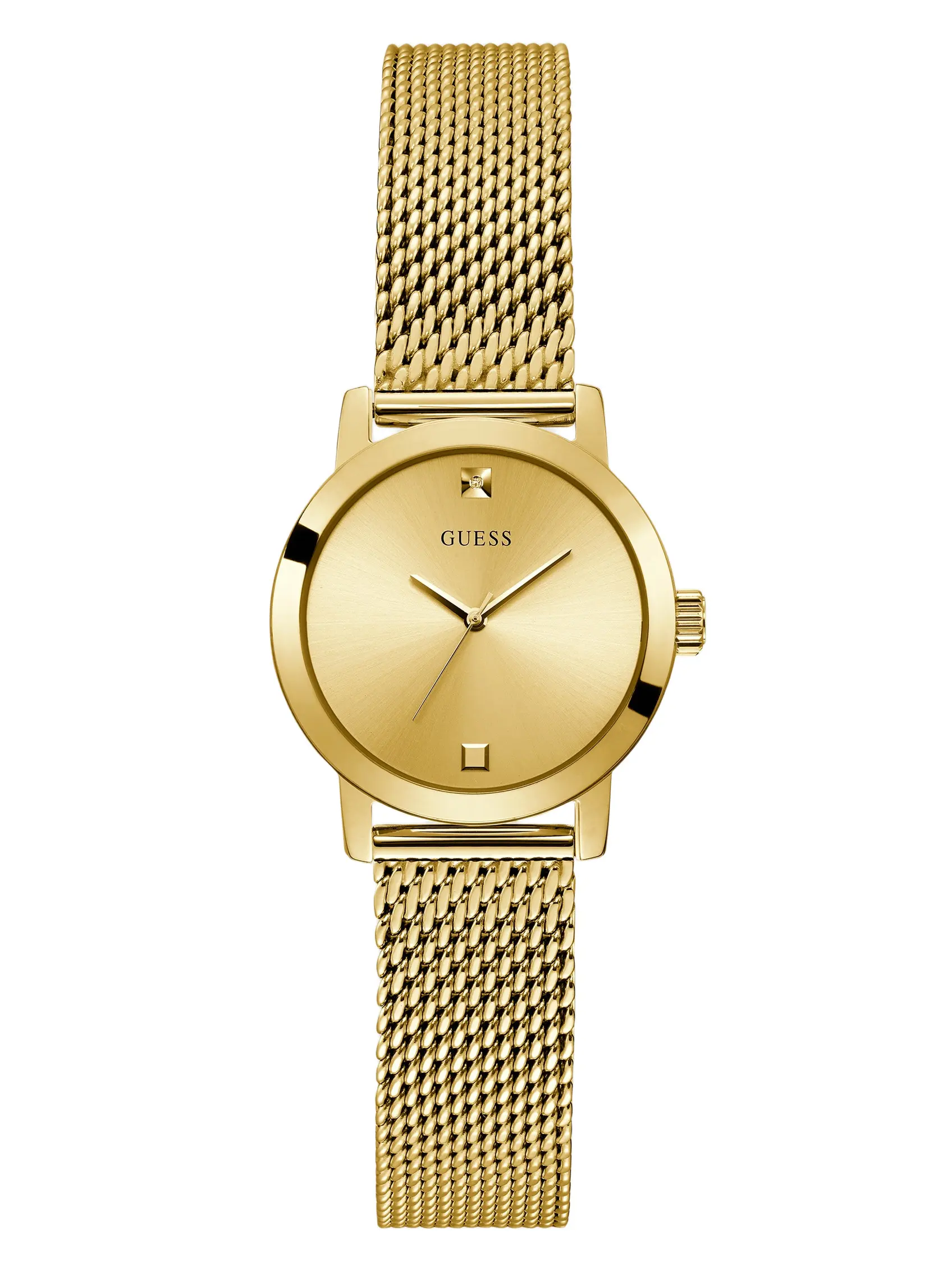 GUESS Female Gold-Tone Mesh Diamond Analog Watch GUESS Female Gold-Tone Mesh Diamond Analog Watch