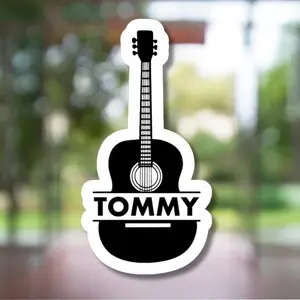 Personalized Acoustic Guitar Sticker - Laptops Water Bottles Guitar Cases & More