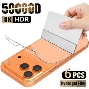 6pcs Back Hydrogel Film Screen Protector Compatible With iPhone 17 Pro Max 16 Pro Max 17 Air 17e 16 15 14 13 12 11 Plus Mini X XS XR XS Max, Scratch & Fingerprint Resistant, Compatible With Cases, Anti-Fingerprint, Bubble-Free, Accessories