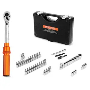 VEVOR Click Torque Wrench Set,  , 1/4Inch Drive, 20-240 lbf-in / 2.3-27.1N.m, Dual-direction and Dual Range Scales, 72-Tooth, ±3% High Precision, with Bits, Sockets, Adapters, Extension Bar, Orange