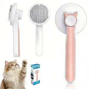 SelfCleaning Slicker Brush for Cats Dogs Pink Grooming Brush with Massage Particles Removes Loose Undercoat Shedding Fur Gentle Massage Ergonomic NonSlip Handle Easy Grip Comfortable for All Pet Sizes（Pink)
