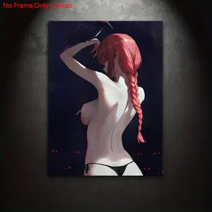 1 piece/set Frameless Canvas Painting Print Poster, Classic Manga/Comic Art, Makima the Domination Devil, a perfect gift for Japanese Anime enthusiasts, and an ideal gift for bedroom, living room, kitchen, dorm hallway, mural, wall decor, room decoration.