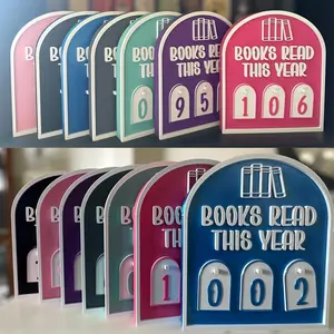 Vintage Reading 2D Record Hanging Bookshelf Decor, Yearly Reading Tracker Up to 999 Books, Counter Book Display, Must-Have for Book Lovers