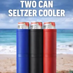 Dual Slim Can Cooler – Holds 2 slim 12oz Slim Can Cooler | Tactical Can Cooler Drink ware Seltzer Cozie Drinkware