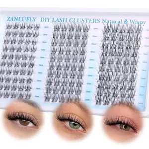 Clear Band Lash Clusters Natural Lash Extensions Wispy Cluster Eyelash Extensions 10-14mm C Curly Eyelash Clusters DIY Individual lashes 150PCS Cluster Lashes by zanlufly