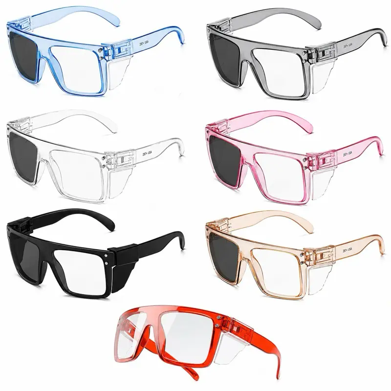 Crystal Clear Z87 Photochromic Safety Glasses – Colored Frames with Side Shields