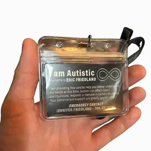 Autism Awareness Personalized Metal Identification Card Badge - Custom Laser Engraving Medical ID with Optional Lanyard & Color Choice
