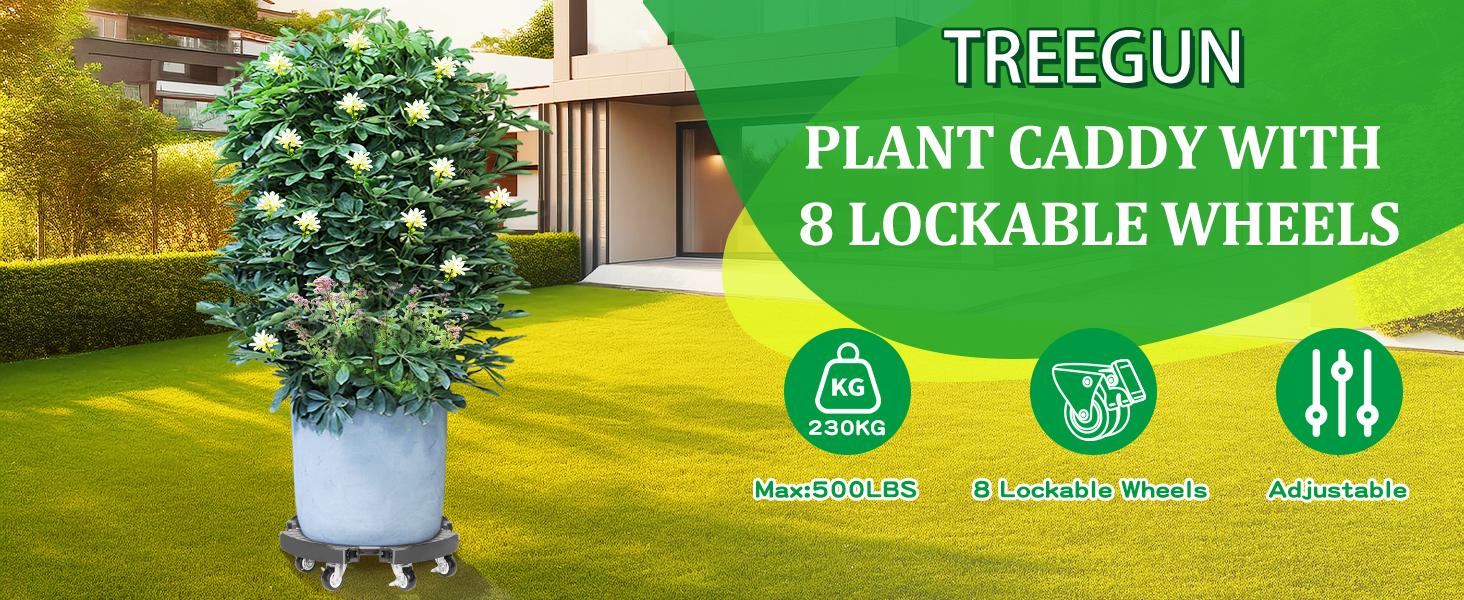 Plant Caddy with Wheels Heavy Duty with 8 Lockable Casters, Rolling Plant Stand Adjustable for 8 inch-22 inch Outdoor Indoor Large Plant, Plant Dolly with Wheels Heavy Duty 500lbs Capacity