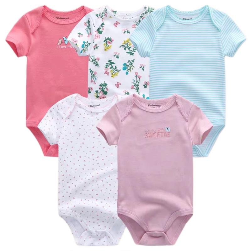 Baby 5 Pack Short Sleeve Cotton Onesies Variety Pack with Assorted Designs and Patterns for Comfortable Wear boy