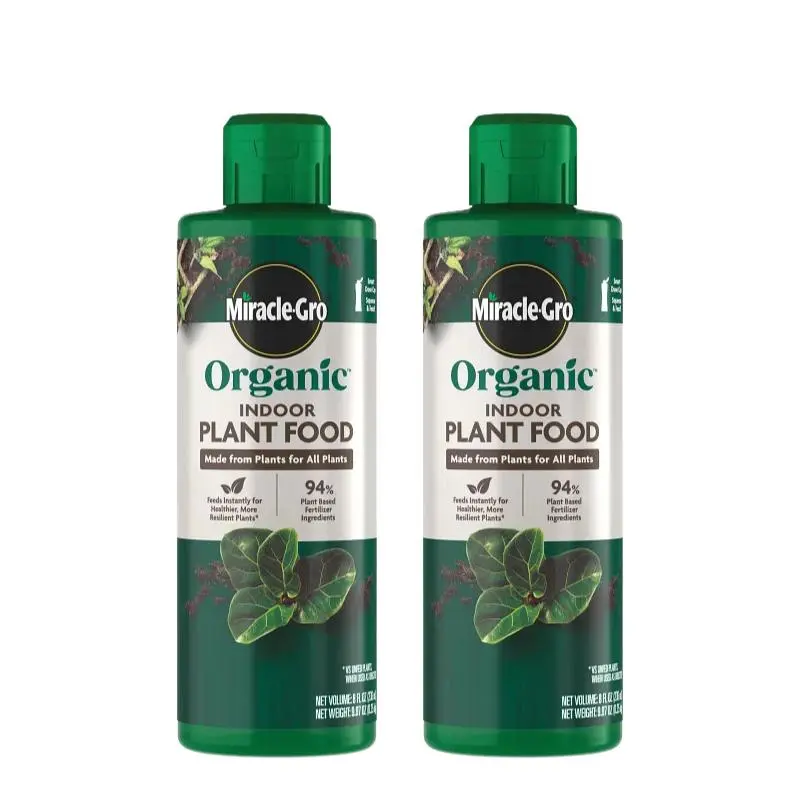 Miracle-Gro Organic Indoor Plant Food - Plant-Based Liquid Fertilizer for Houseplants, Feeds Instantly, 8 fl. oz.