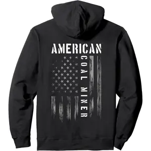 American Coal Miner Hoodie, Vintage USA Flag Coal Miner Hoodie, Vintage USA Flag Graphic Sweatshirt