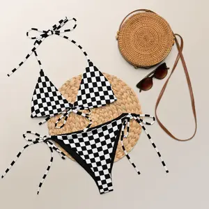 Emo checkered string bikini