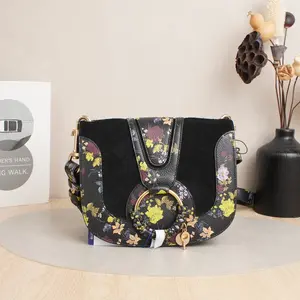 Pre-owned Chloé Leather Shoulder Bags Chloe Printed Saddle Bag DS052405 A120