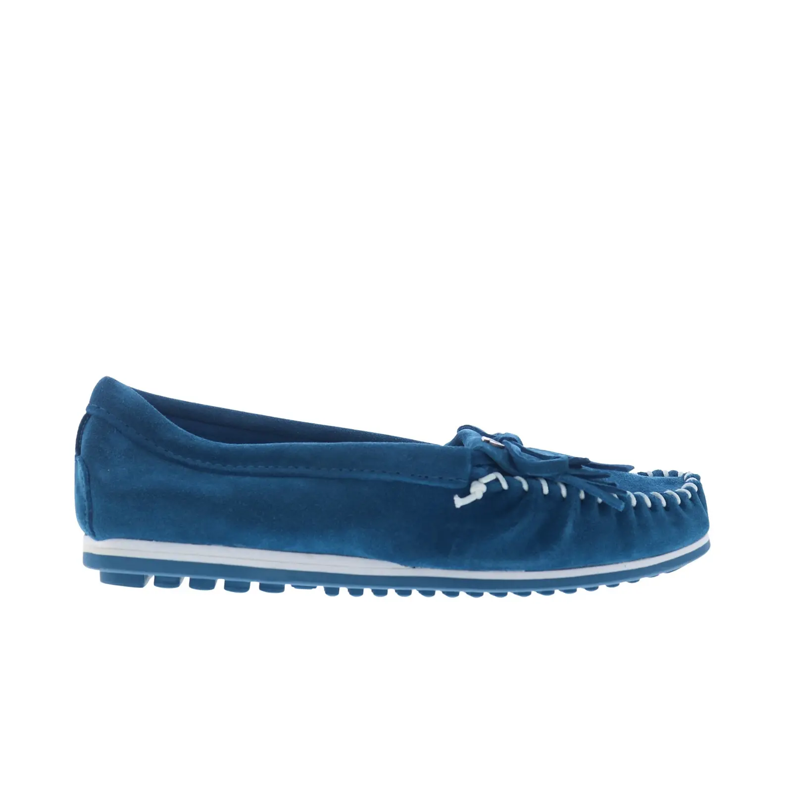 Minnetonka Kilty Plus 4313 Womens Blue Suede Slip On Loafer Flats Shoes