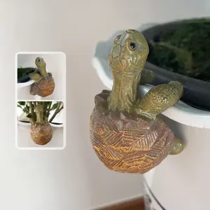 Delightful Tortoise Flower Pot Hanger Figurine, Cute Turtle Planter Decoration for Garden and Outdoor Yard Displays