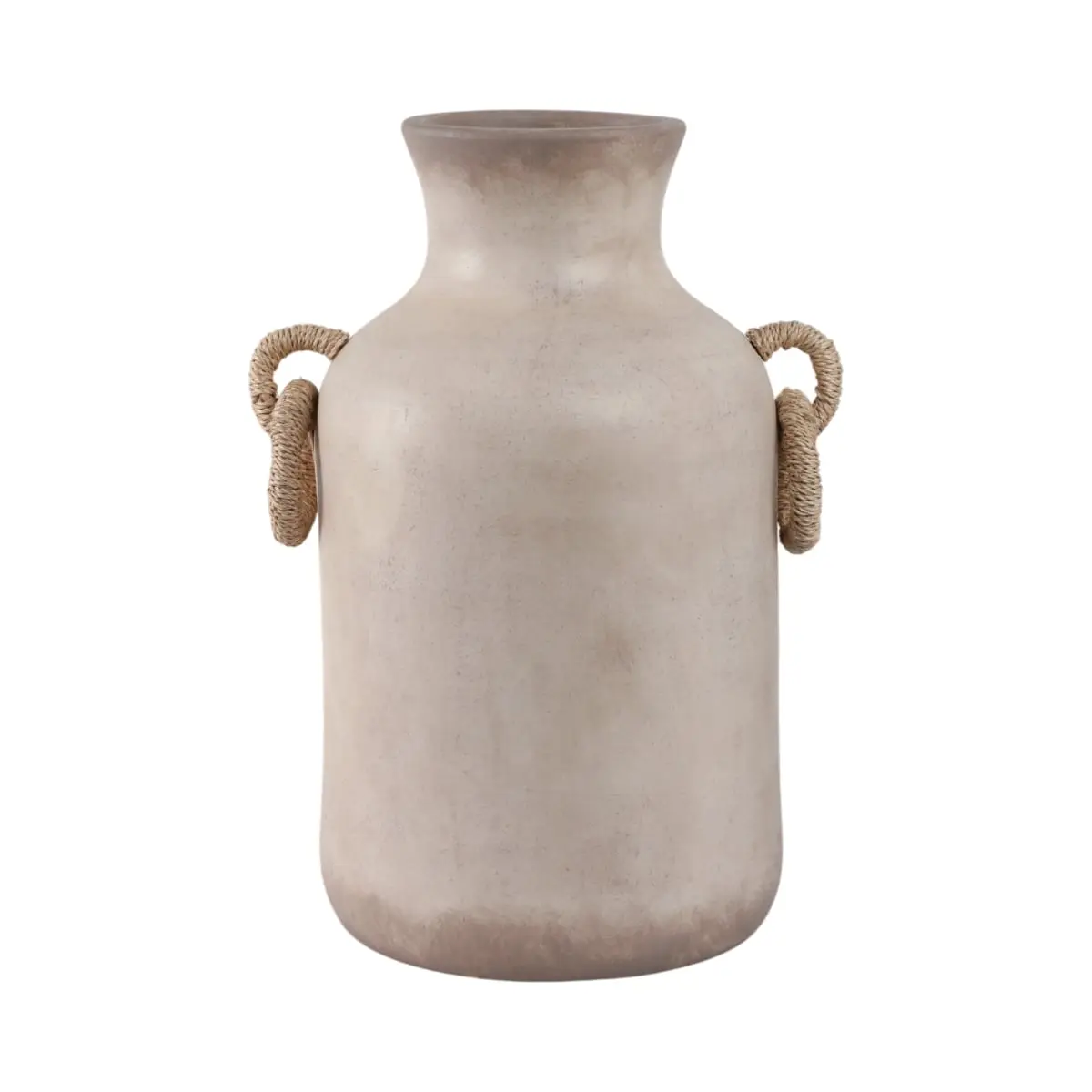212 MAIN 18-in Artisan Ceramic Vase - Antique White, Rattan Handles, Pottery Base, Decorative Accent for Home Use, 18-in Tall Vases, Decorative Vase