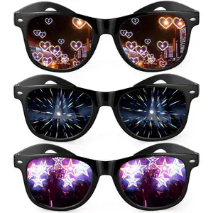 3PCS Diffraction Glasses – 3D Prism Rainbow Heart Star Effect Glasses for EDM Rave Party, Festival, Concert, Nightclub, Halloween, Music Events – Unisex Light Refraction Party Sunglasses, trippy glasses, glow party accessories, music festival accessories