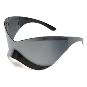 New Oversized Y2K Punk Rimless Sunglasses Women Men Brand Designer Hip Hop Sport One Piece Sun Glasses Shades Goggles Ah-Mee