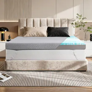 Vipbear 3 Inch Queen Size Mattress Topper, Cooling Gel Memory Foam for Pressure Relief with Removable Breathable Bamboo Fiber Cover, Medium Firm