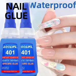 Long-Lasting Nail Glue Gel, Nail Art Design, Waterproof Heavy-Duty Adhesive, Quick Drying, Strong Hold, No UV Lamp Needed, Large Capacity 20g X 2 Bottles
