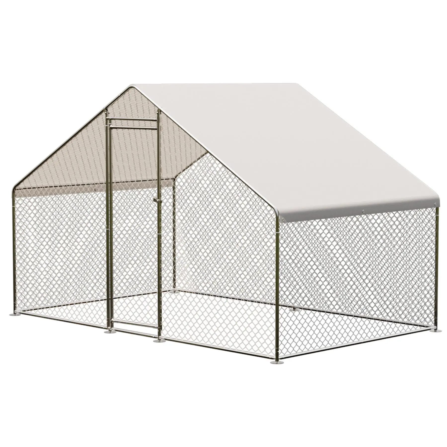 6.5FT Chicken Coop Large Metal Chicken House Chicken Pen Outdoor Poultry Cage with Waterproof Cover for Rabbits Duck Walk in Chicken Runs for Yard with Cover