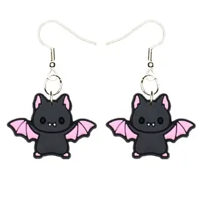 Vampire Bat Cute Earrings Hypoallergenic Silver Plated Fishhooks Yazzle Dazzle Tooth Teeth Frankenstein Mummy Dracula Werewolf Fang Fangs Blood