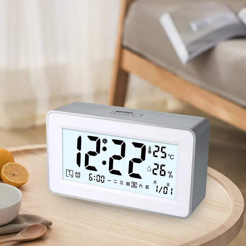 519 Silver Smart Backlit Three-Alarm-Clock