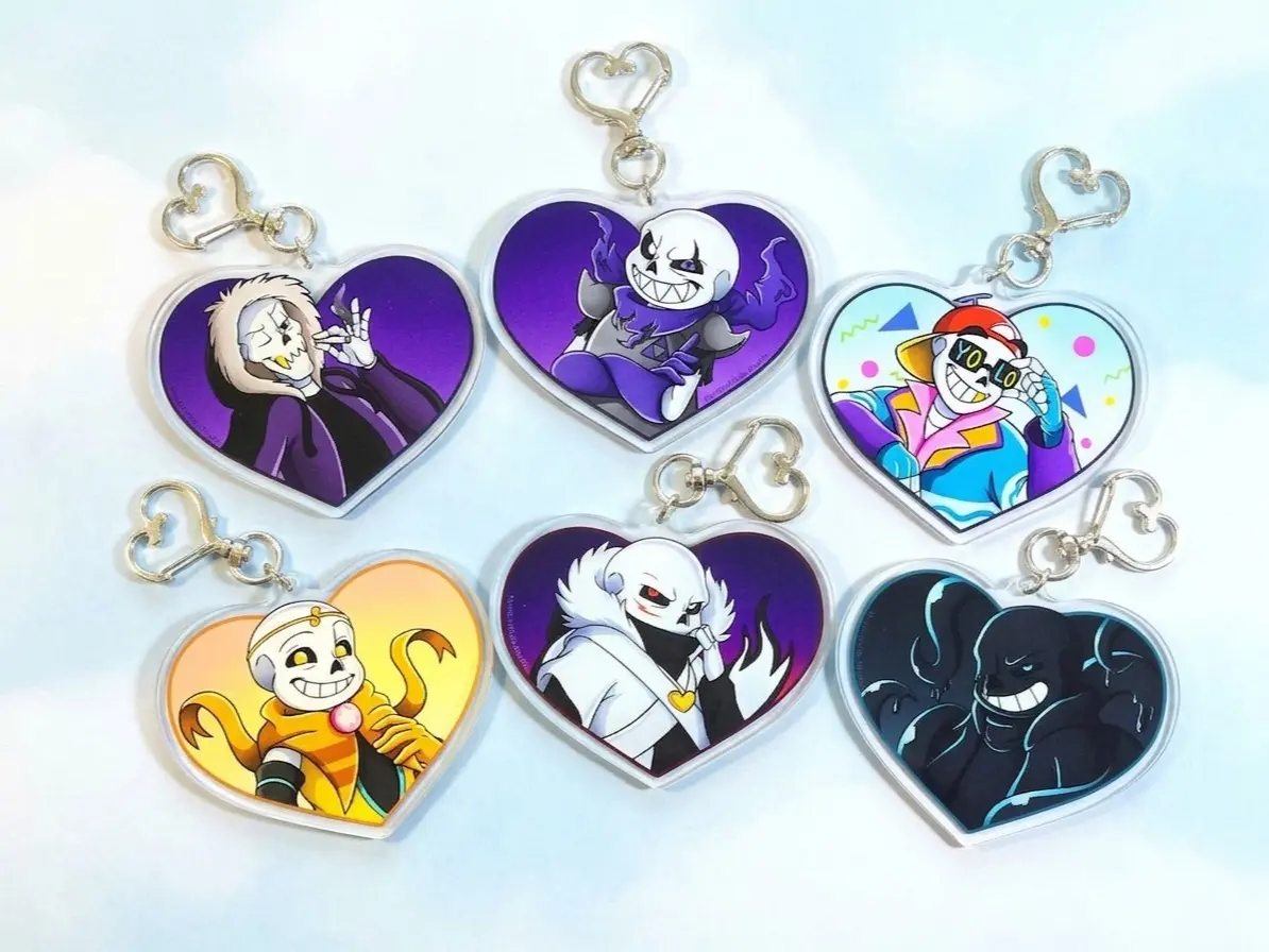 Undertale AU Character Charms - 3 Inch Acrylic Keychain - Lore Bundle, Gift For Friends