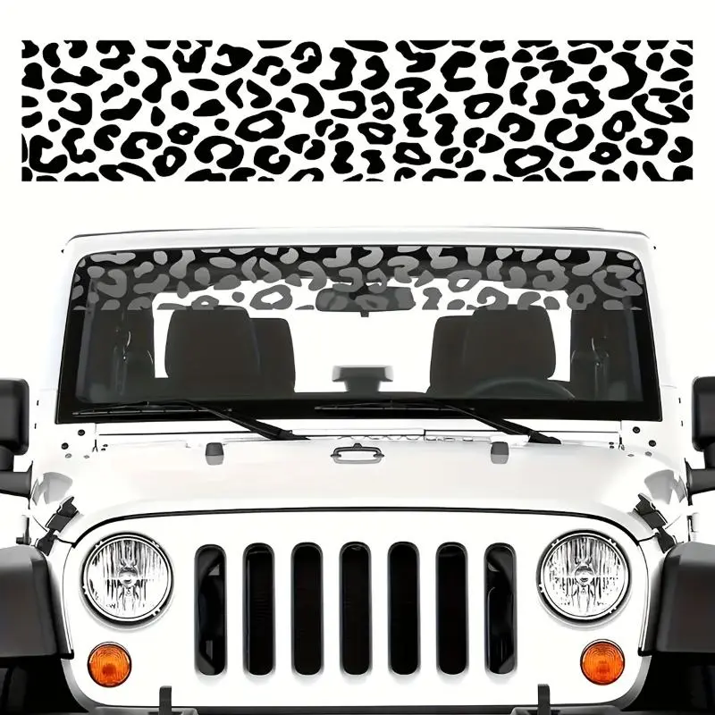 Leopard Print Car Sticker, Waterproof Vinyl Decal, Car Exterior Decoration Accessories for Auto Windshield, Door, Side Body, Truck, SUV, Universal Car Sticker, Automotive Decoration